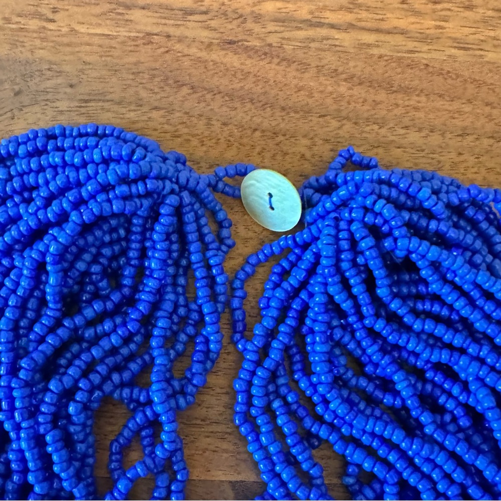 Bali Bead Royal Blue Multi-Strand Beaded Necklace - Picture 4 of 7